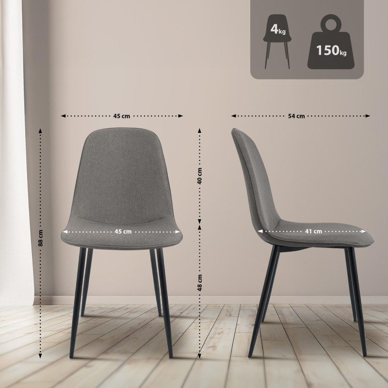 Lot de 2 chaises de salle à manger en tissu Maryam
