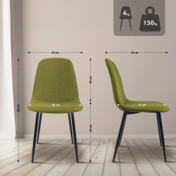 Lot de 2 chaises de salle à manger en tissu Maryam