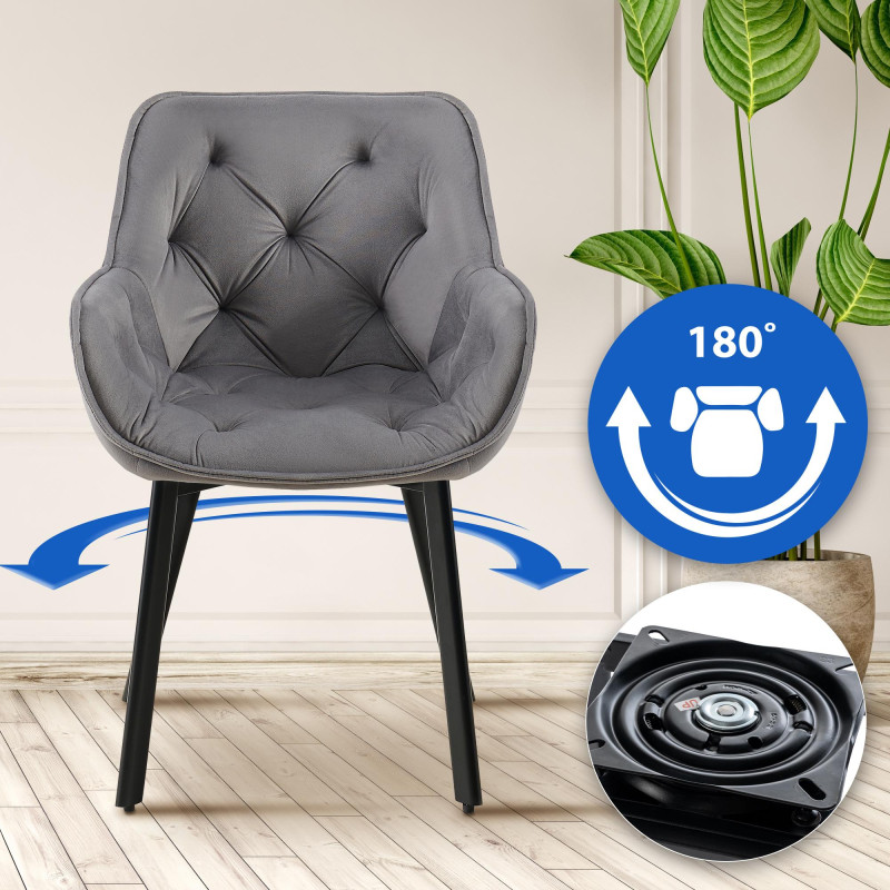 Lot de 2 chaises de salle à manger en velours Antigo