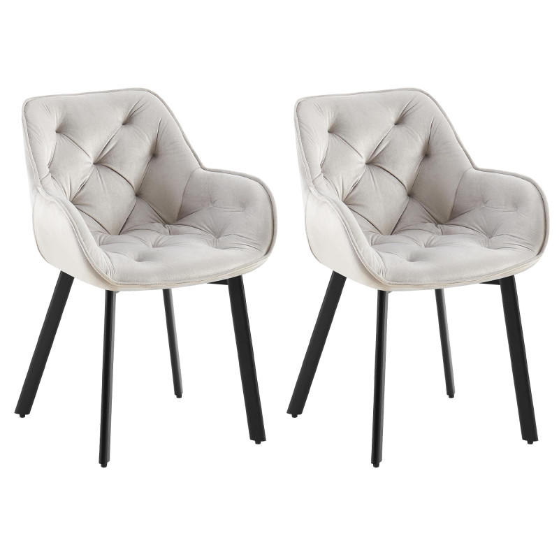 Lot de 2 chaises de salle à manger en velours Antigo