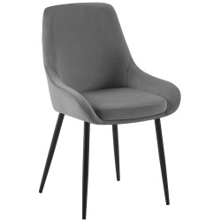 Lot de 2 chaises de salle à manger Elmira en velours noir