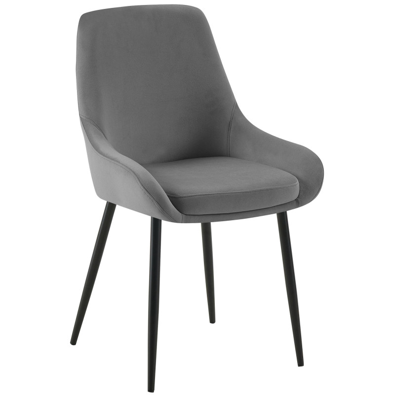 Lot de 2 chaises de salle à manger Elmira en velours noir