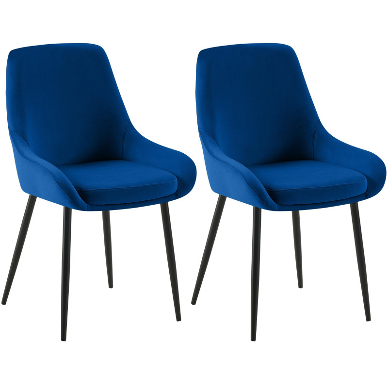 Lot de 2 chaises de salle à manger Elmira en velours noir