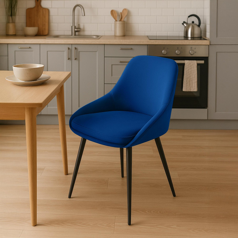Lot de 2 chaises de salle à manger Elmira en velours noir