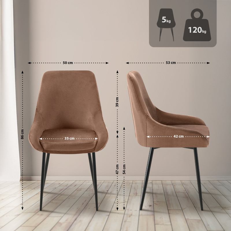 Lot de 2 chaises de salle à manger Elmira en velours noir