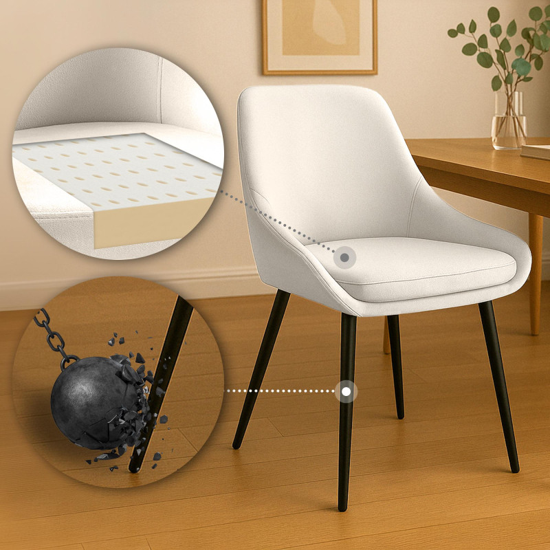 Lot de 2 chaises de salle à manger Elmira en velours noir
