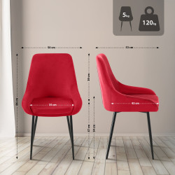 Lot de 2 chaises de salle à manger Elmira en velours noir