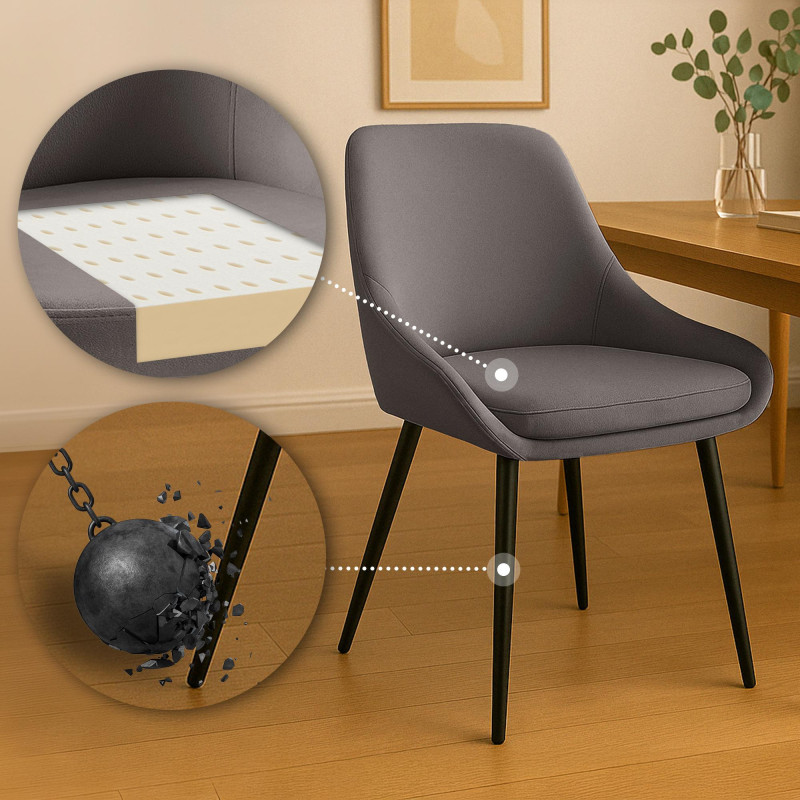 Lot de 2 chaises de salle à manger Elmira en velours noir