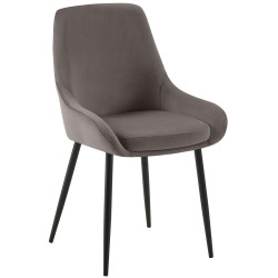 Lot de 2 chaises de salle à manger Elmira en velours noir