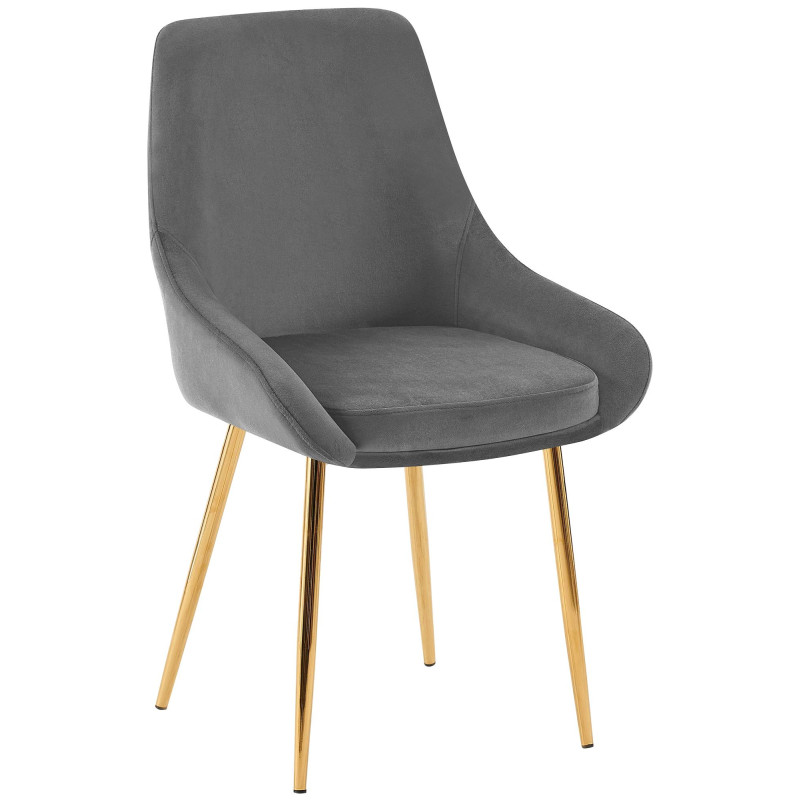 Lot de 2 chaises de salle à manger Elmira en velours doré