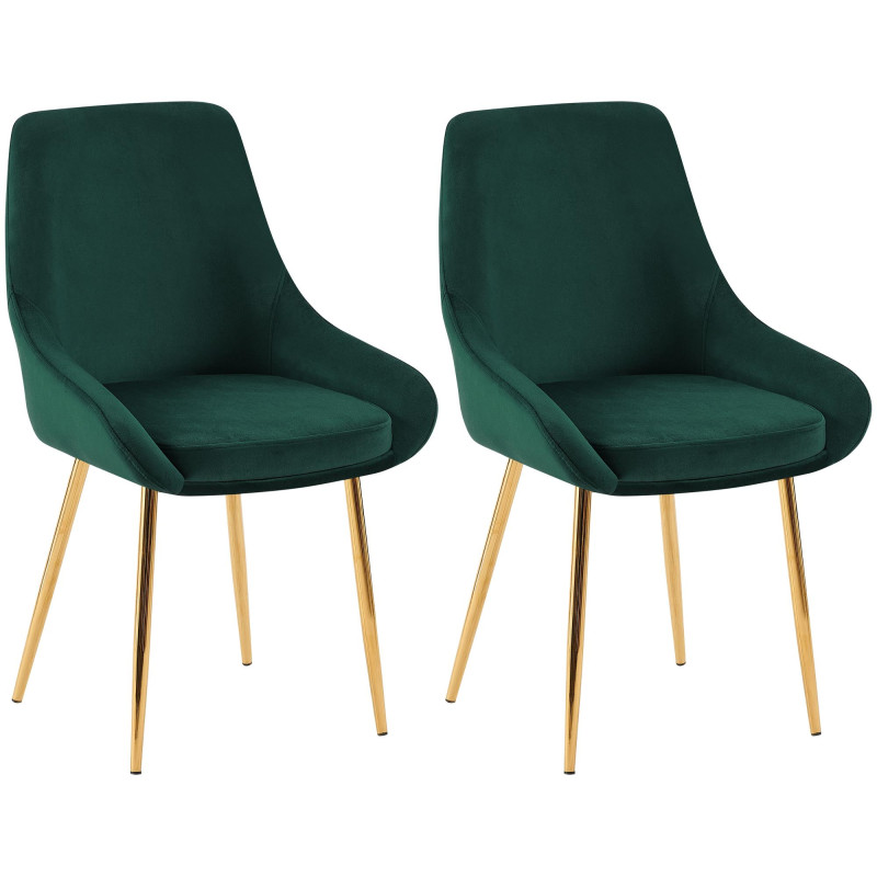 Lot de 2 chaises de salle à manger Elmira en velours doré