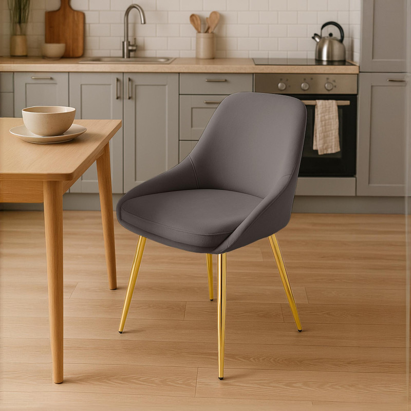 Lot de 2 chaises de salle à manger Elmira en velours doré
