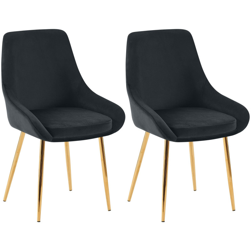 Lot de 2 chaises de salle à manger Elmira en velours doré