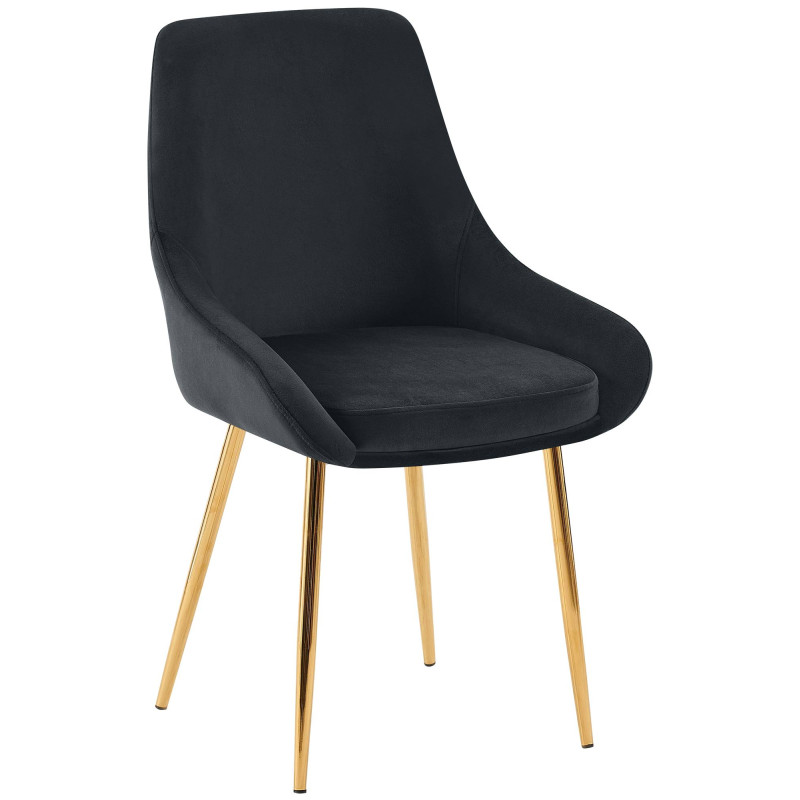 Lot de 2 chaises de salle à manger Elmira en velours doré