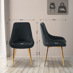 Lot de 2 chaises de salle à manger Elmira en velours doré