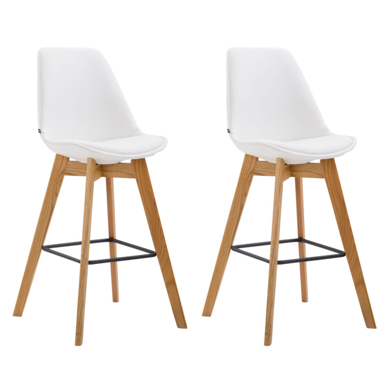 Lot de 2 tabourets de bar Metz en cuir artificiel natura blanc