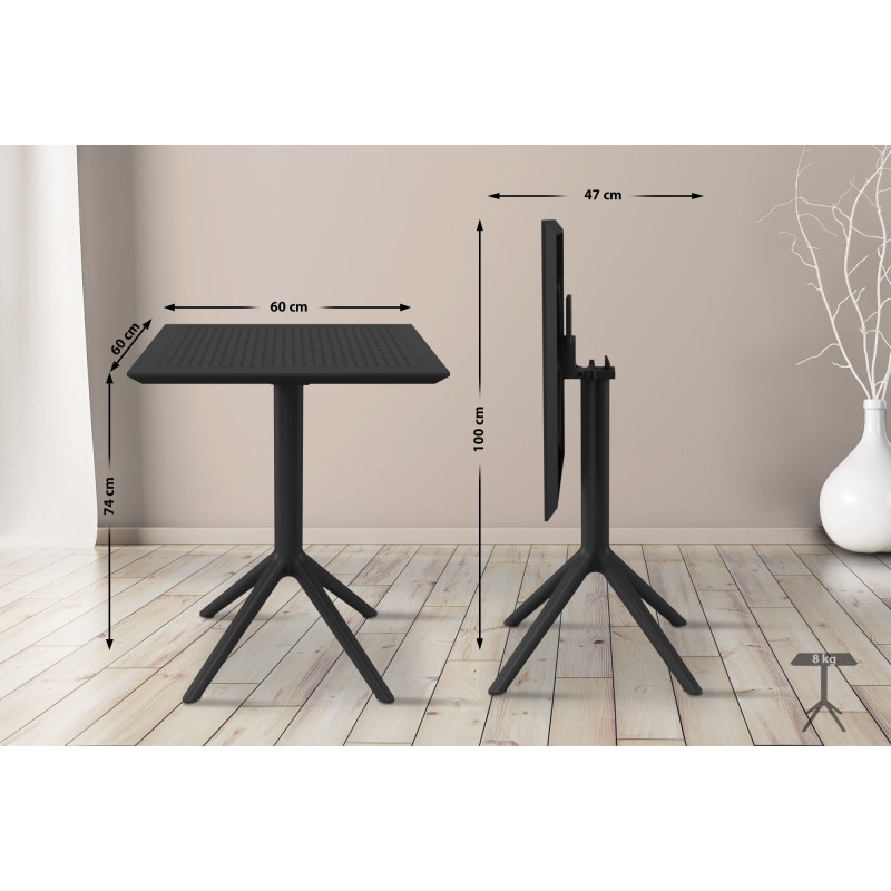 Table pliante Sky carrée noir