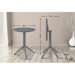 Table pliante Sky ronde gris foncé