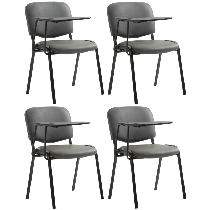 Ensemble de 4 chaises Ken avec table pliante, simili cuir gris