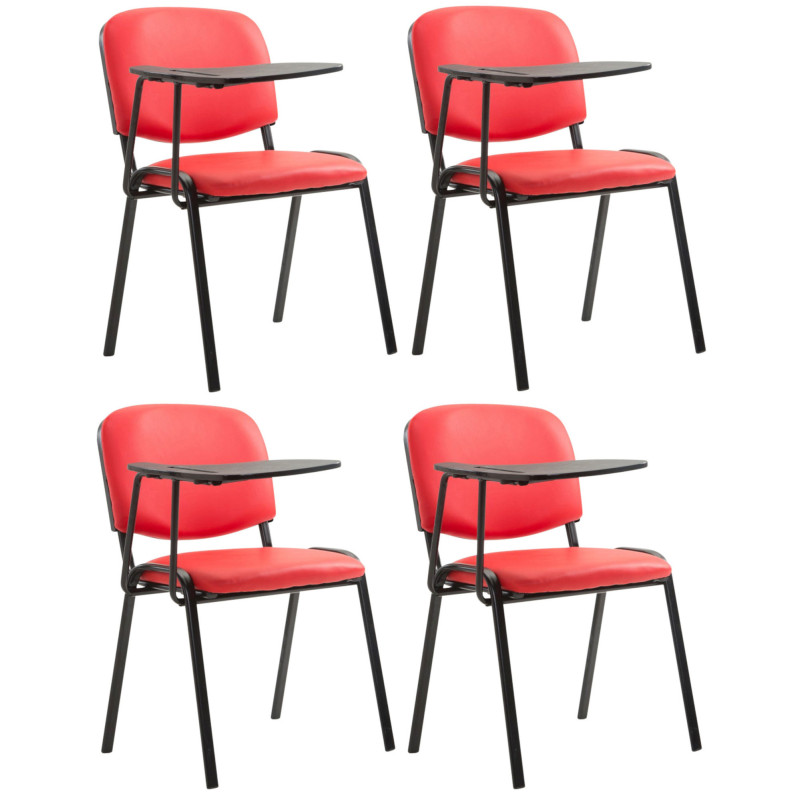 Ensemble de 4 chaises Ken avec table pliante, simili cuir rouge
