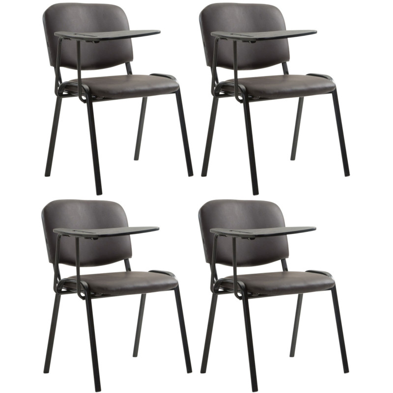 Ensemble de 4 chaises Ken avec table pliante, simili cuir brun