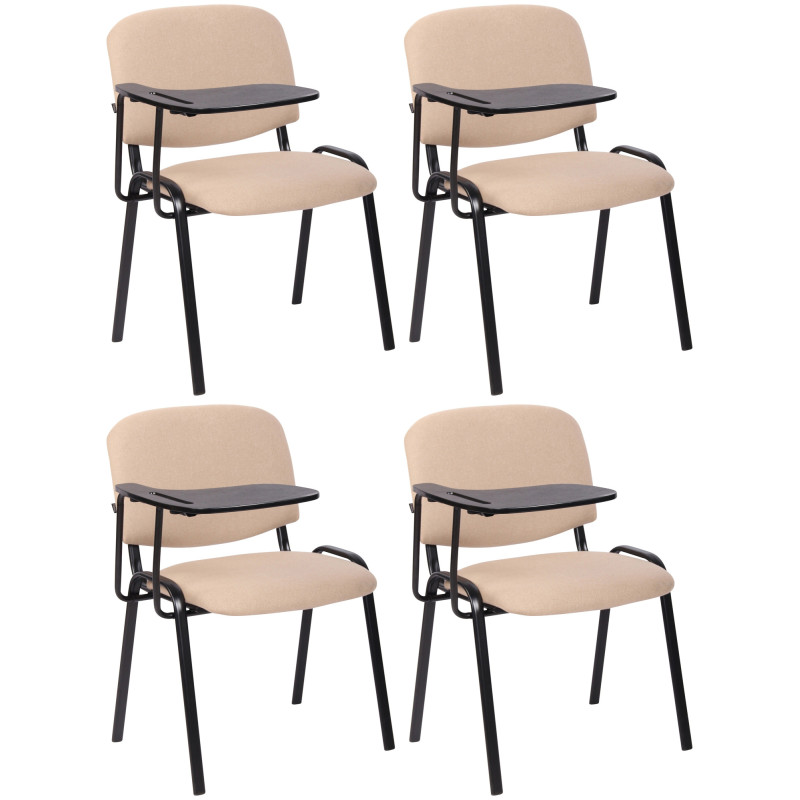Ensemble de 4 chaises Ken avec table pliante en tissu crème