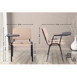 Ensemble de 4 chaises Ken avec table pliante en tissu crème