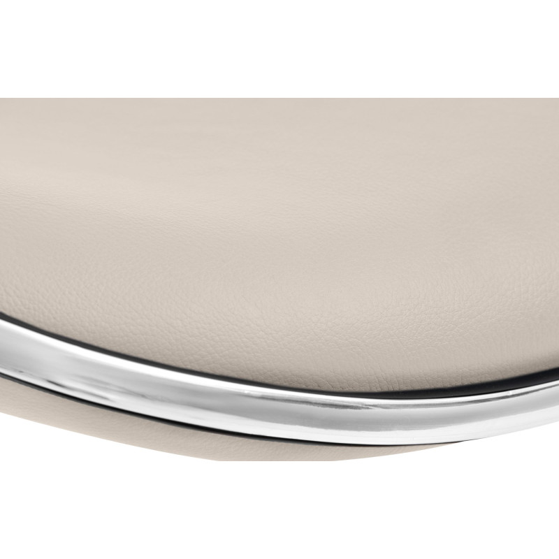 Sgabello Shanghai in similpelle crema,Metallo in look cromato