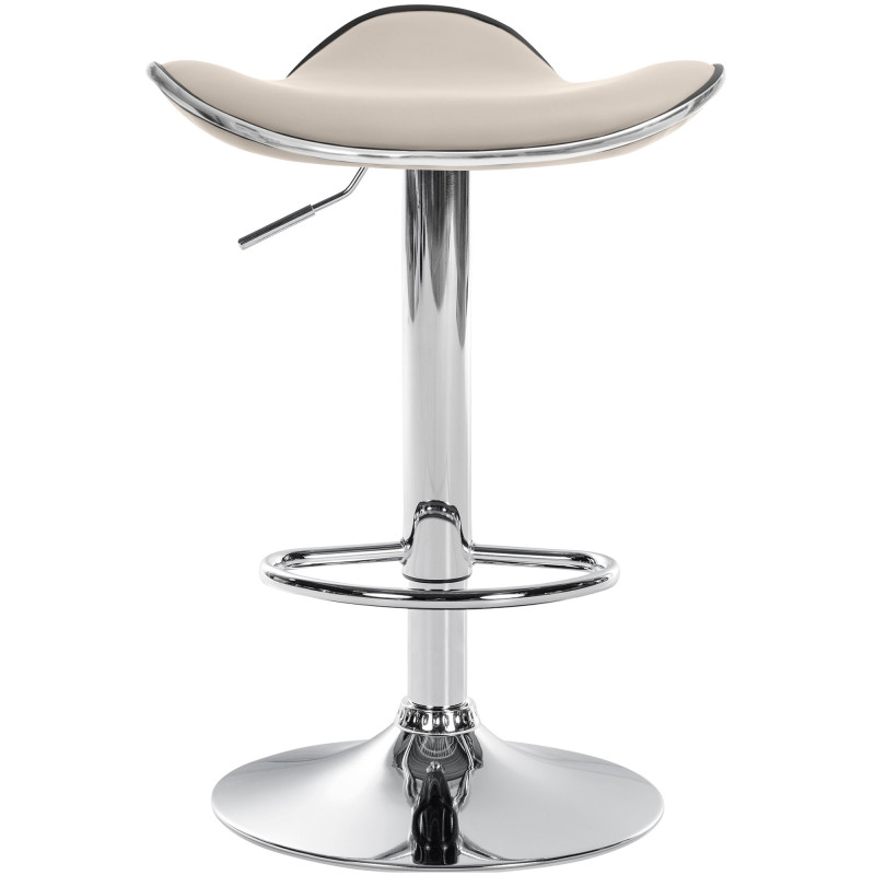 Sgabello Shanghai in similpelle crema,Metallo in look cromato