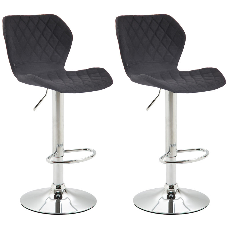 Lot de 2 tabourets de bar en tissu liège chromé noir