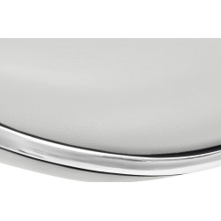 Sgabello Shanghai in similpelle bianco,Metallo in look cromato