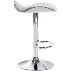 Sgabello Shanghai in similpelle bianco,Metallo in look cromato