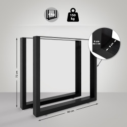 2x pieds de table Velden 80 cm noir