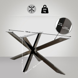 Pieds de table Biloxi L noir industriel