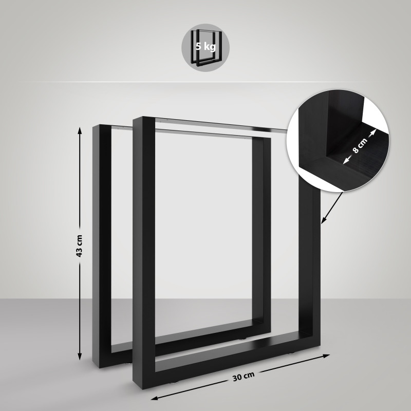 2x pieds de table Velden 30 cm noir