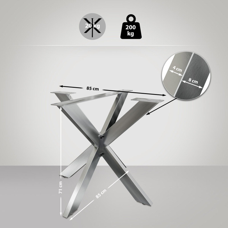 Pieds de table Biloxi S acier inoxydable