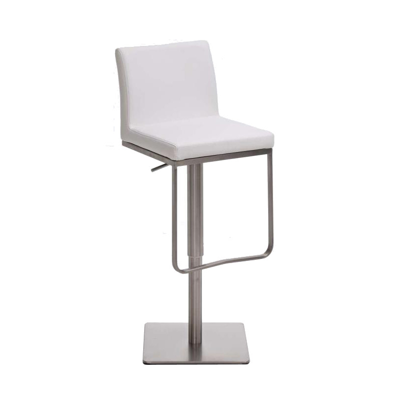 Tabouret de bar Panama E en cuir artificiel blanc