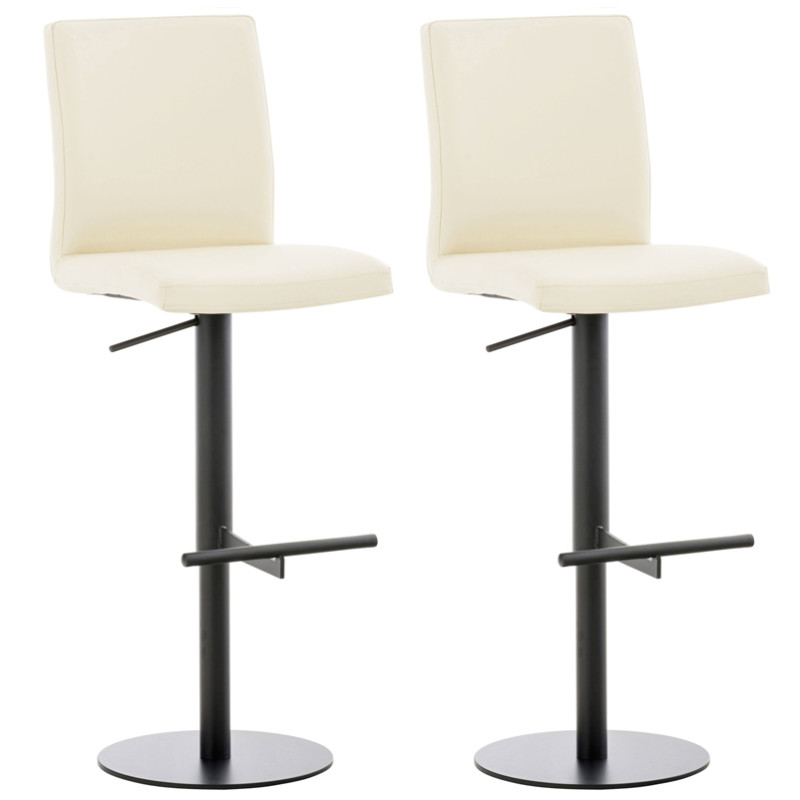 Lot de 2 tabourets de bar Cadiz simili cuir crème