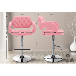 Taburete Dublin Rosado,Cromado