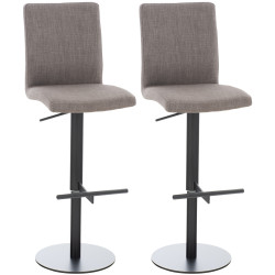 Lot de 2 tabourets de bar Cadiz en tissu gris