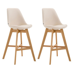 Lot de 2 tabourets de bar Cannes en cuir artificiel natura crème
