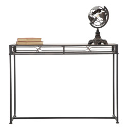 Console Essentielle – Métal noir et bois marron 110x40x80 cm