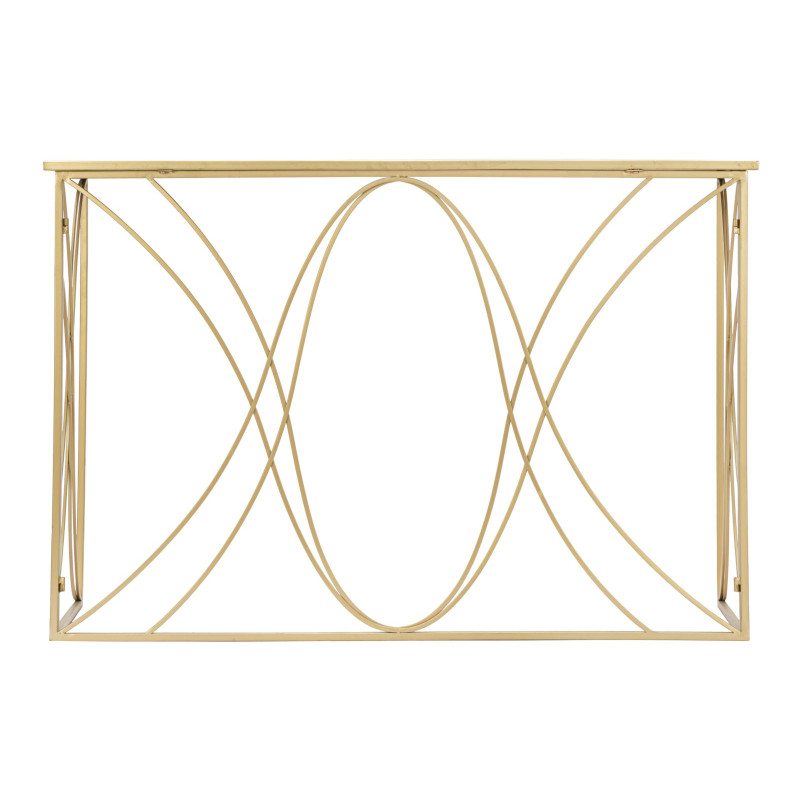 Console Exy – Métal doré et plateau miroir 120x40x80 cm