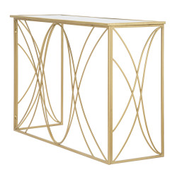 Console Exy – Métal doré et plateau miroir 120x40x80 cm