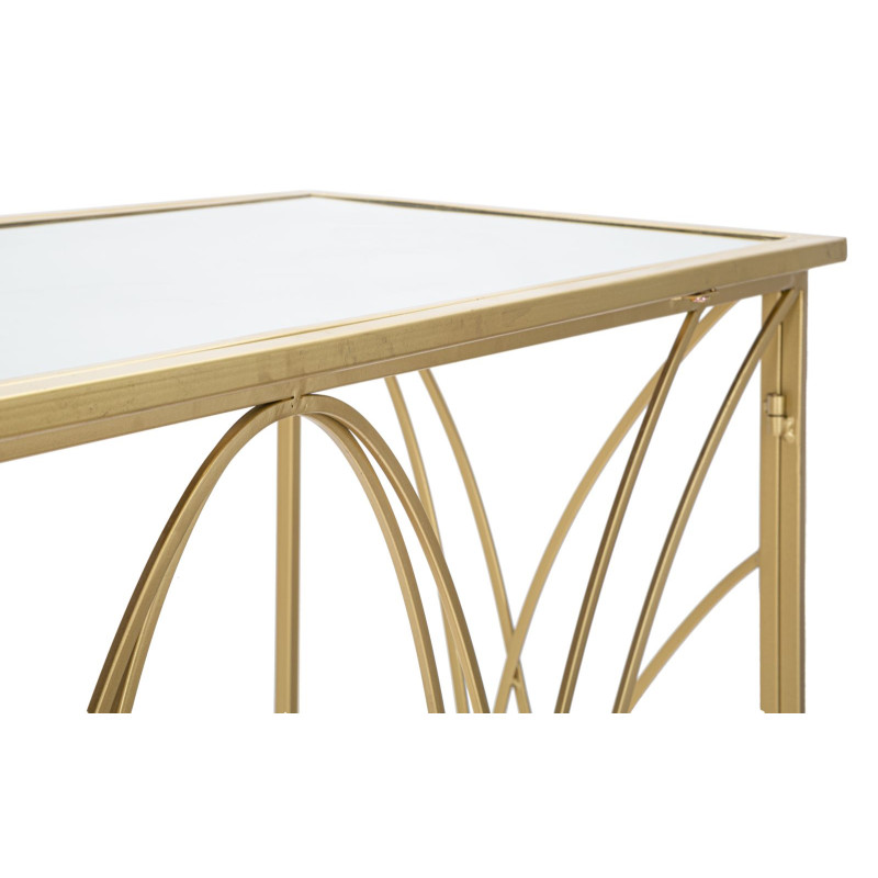 Console Exy – Métal doré et plateau miroir 120x40x80 cm