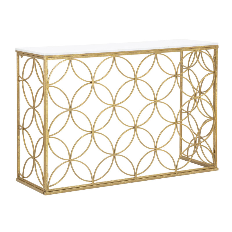 Console Star Marbre – Métal doré et marbre blanc 120x40x80 cm