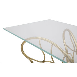 Console Papillon – Métal doré et plateau verre 110x40x76 cm