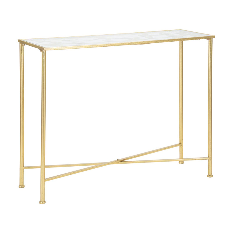 Console Papillons Verre – Métal doré et plateau verre 100x35x80 cm