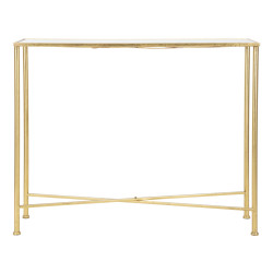 Console Papillons Verre – Métal doré et plateau verre 100x35x80 cm