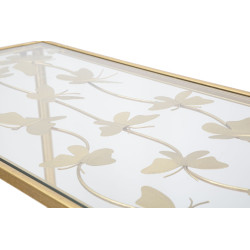 Console Papillons Verre – Métal doré et plateau verre 100x35x80 cm